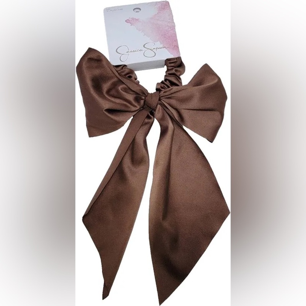 SET of 3 Jessica Simpson Chocolate Brown Bow Scrunchie.